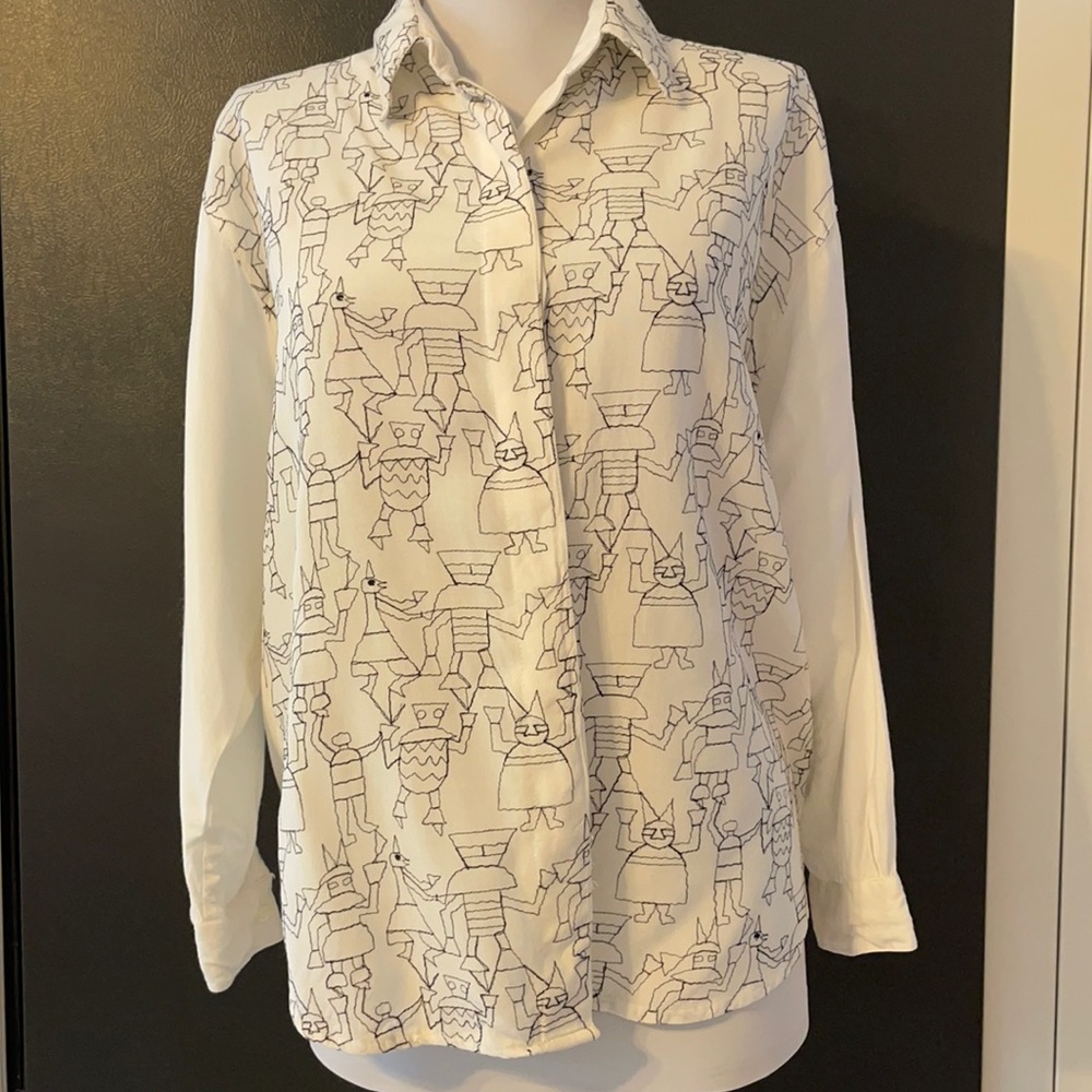 SAGE vintage embroidered long sleeve top